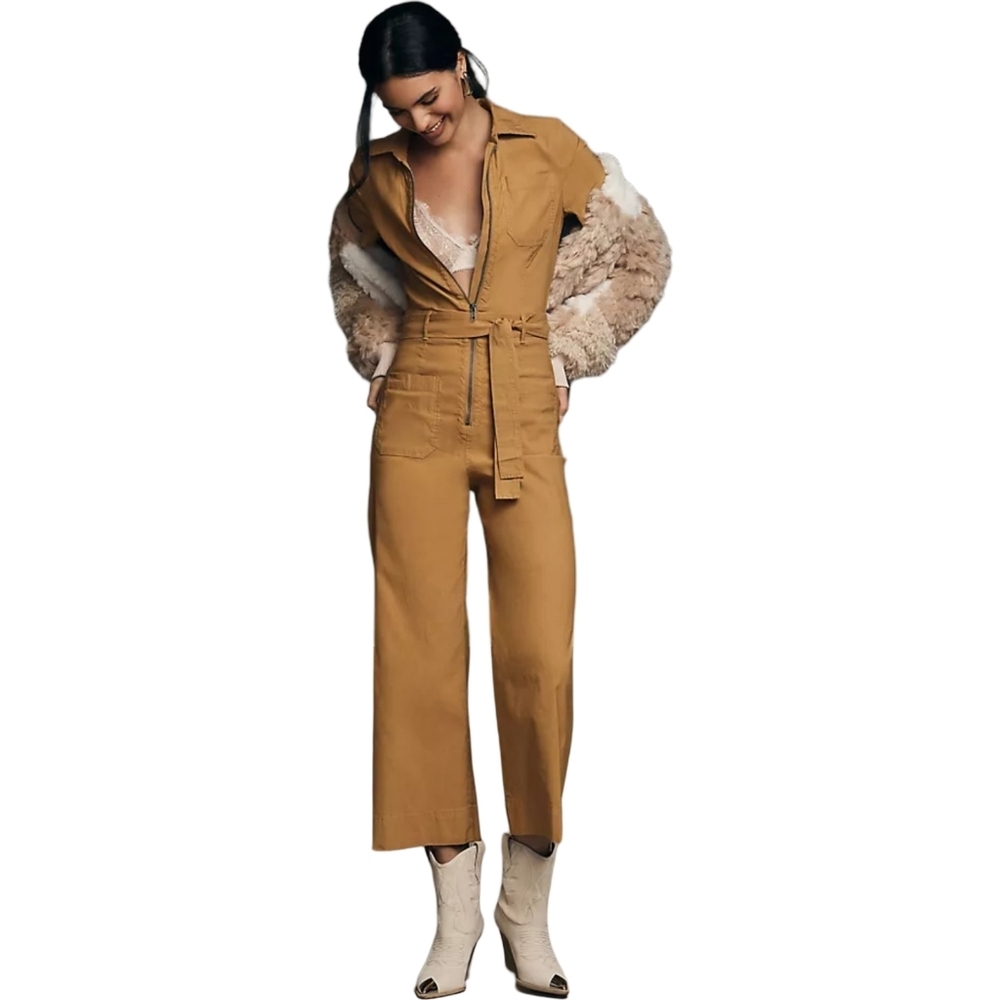 Anthropologie Maeve Colette Belted Wide-leg Jumpsuit NWT Size 0